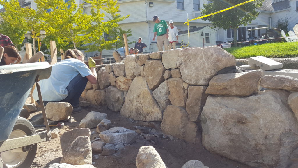 Building stone walls at the Community of Jesus