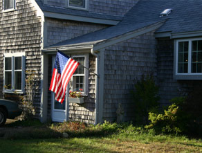 Outside entrance to “Ephraim” flying American Flag