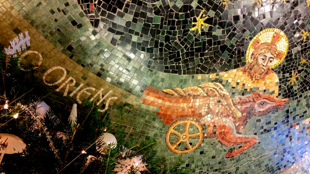 Detail, mosaic floor, Community of Jesus